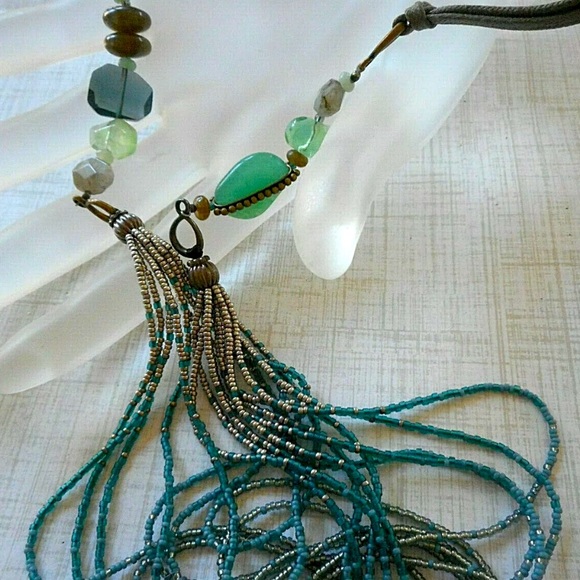 SILPADA Vintage Necklace Sterling Chalcedony Multi Stone Seed Bead Necklace - Picture 8 of 13